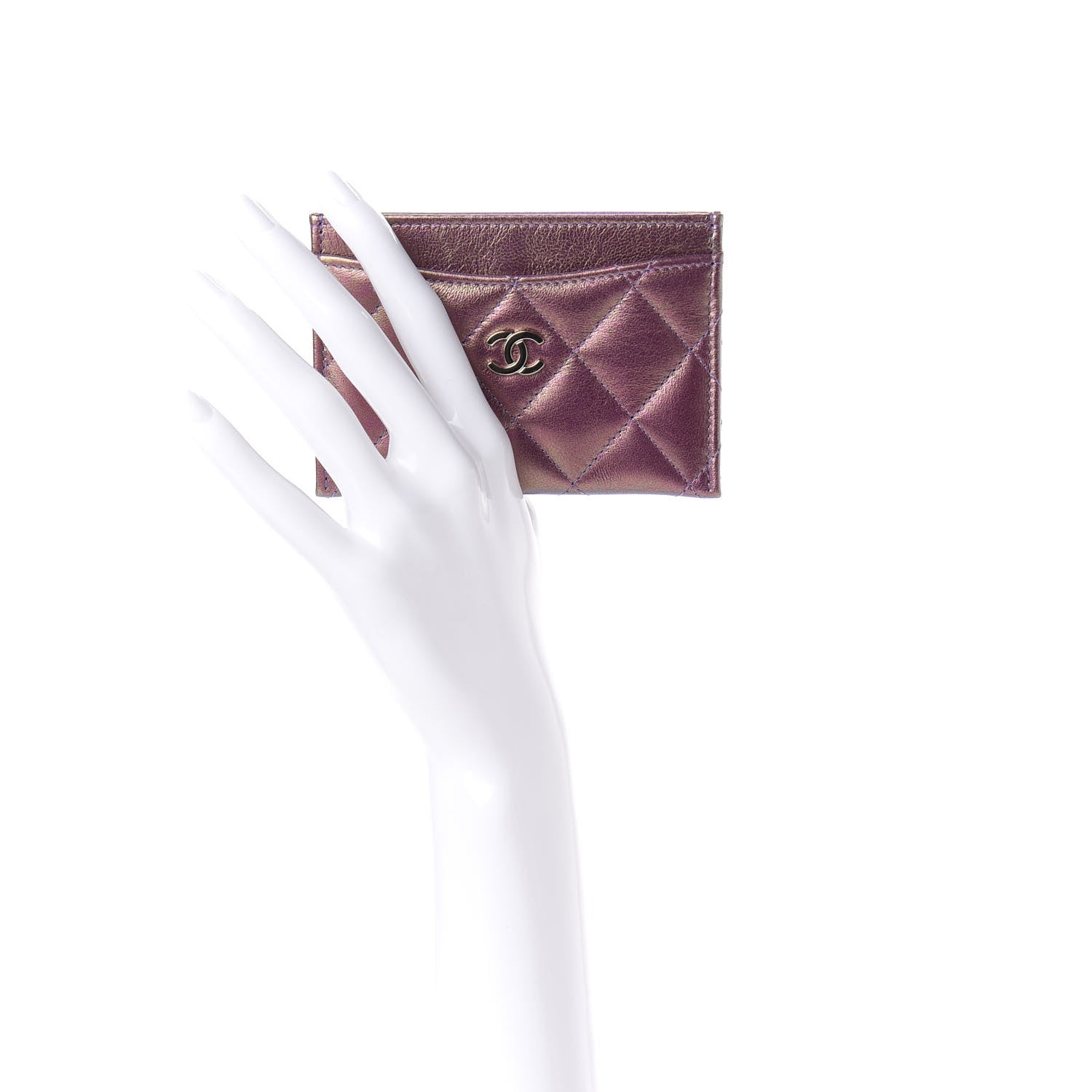 Chanel Iridescent Lambskin Quilted Card Holder Purple 2 of 8