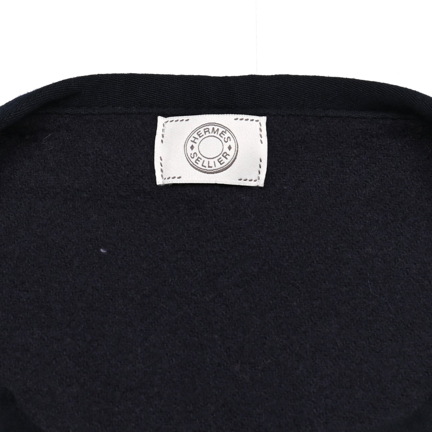 Wool Cashmere Sikkim Calfskin Reversible Camail Poncho Navy Camail
