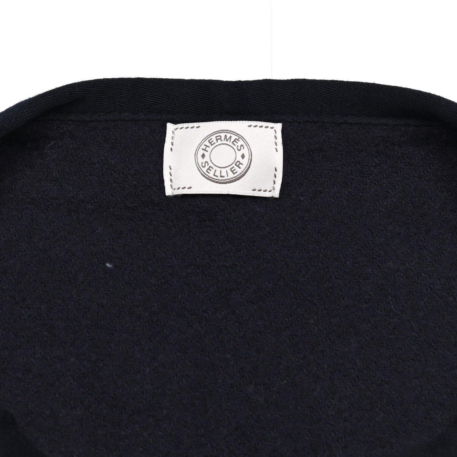 Hermes Wool Cashmere Sikkim Calfskin Reversible Camail Poncho Navy Camail 3 of 6