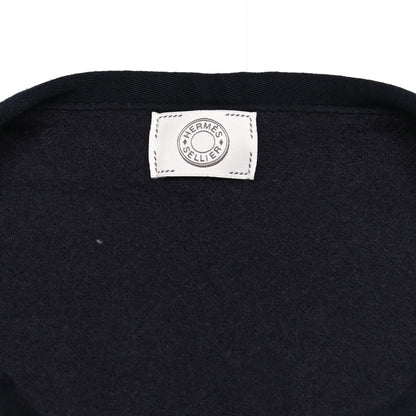 Hermes Wool Cashmere Sikkim Calfskin Reversible Camail Poncho Navy Camail 3 of 6