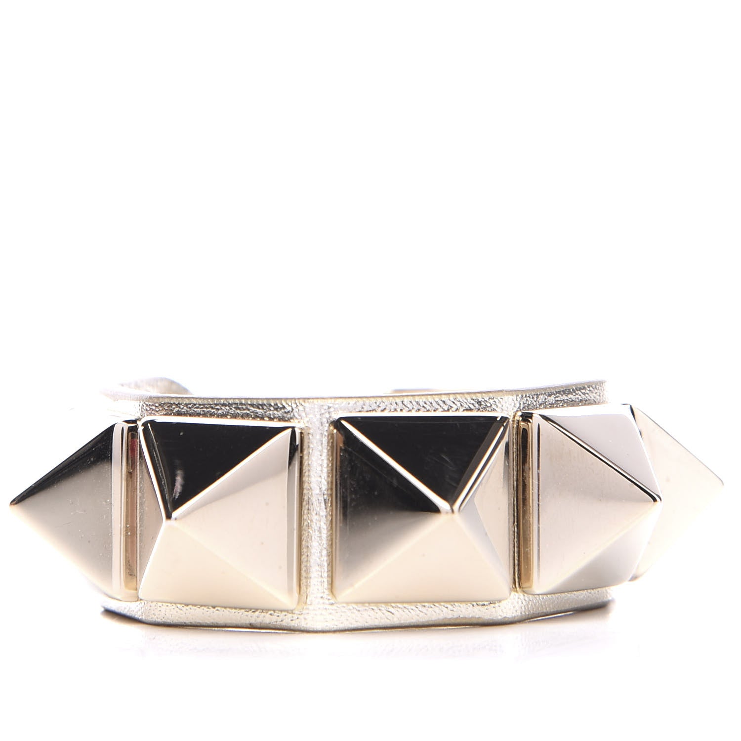 Valentino Garavani Metallic Vitello Macro Rockstud Bracelet Platino 1 of 5
