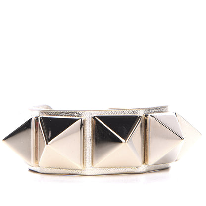 Valentino Garavani Metallic Vitello Macro Rockstud Bracelet Platino 1 of 5