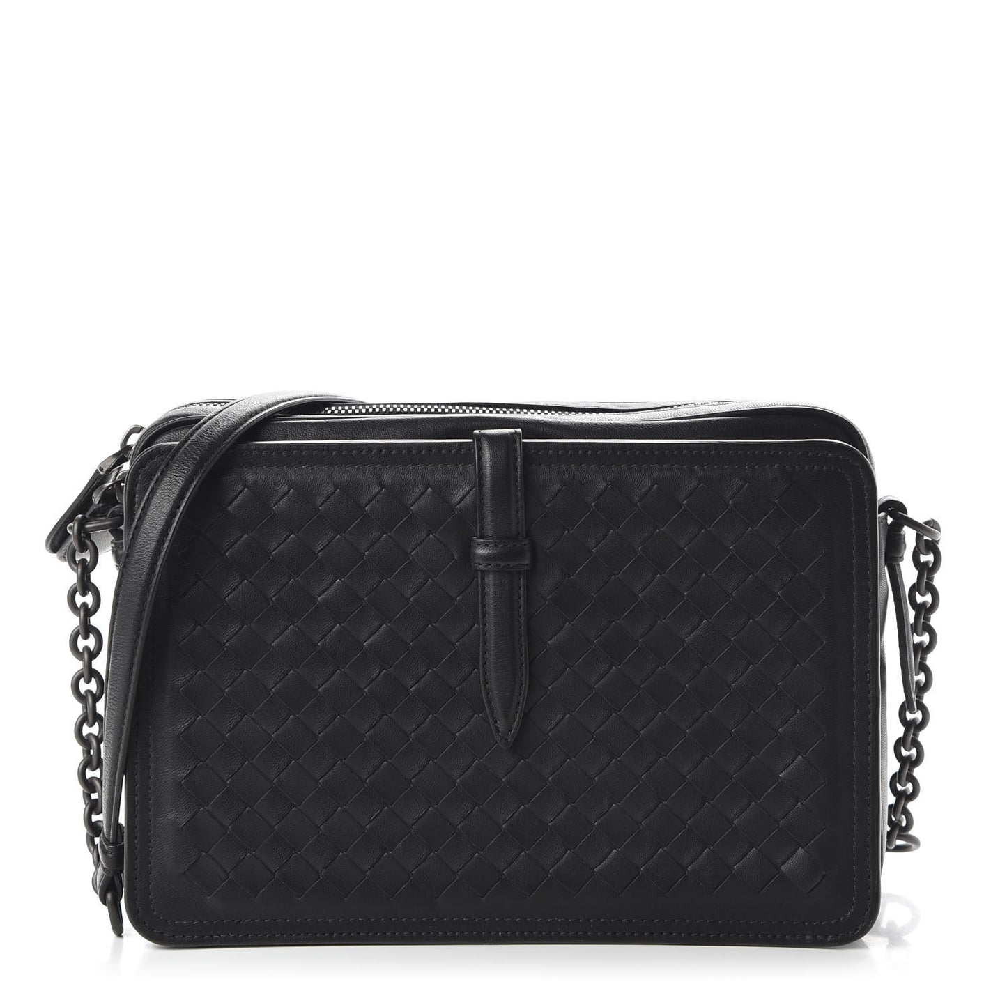 Nappa Intrecciato Medium Camera Shoulder Bag Black