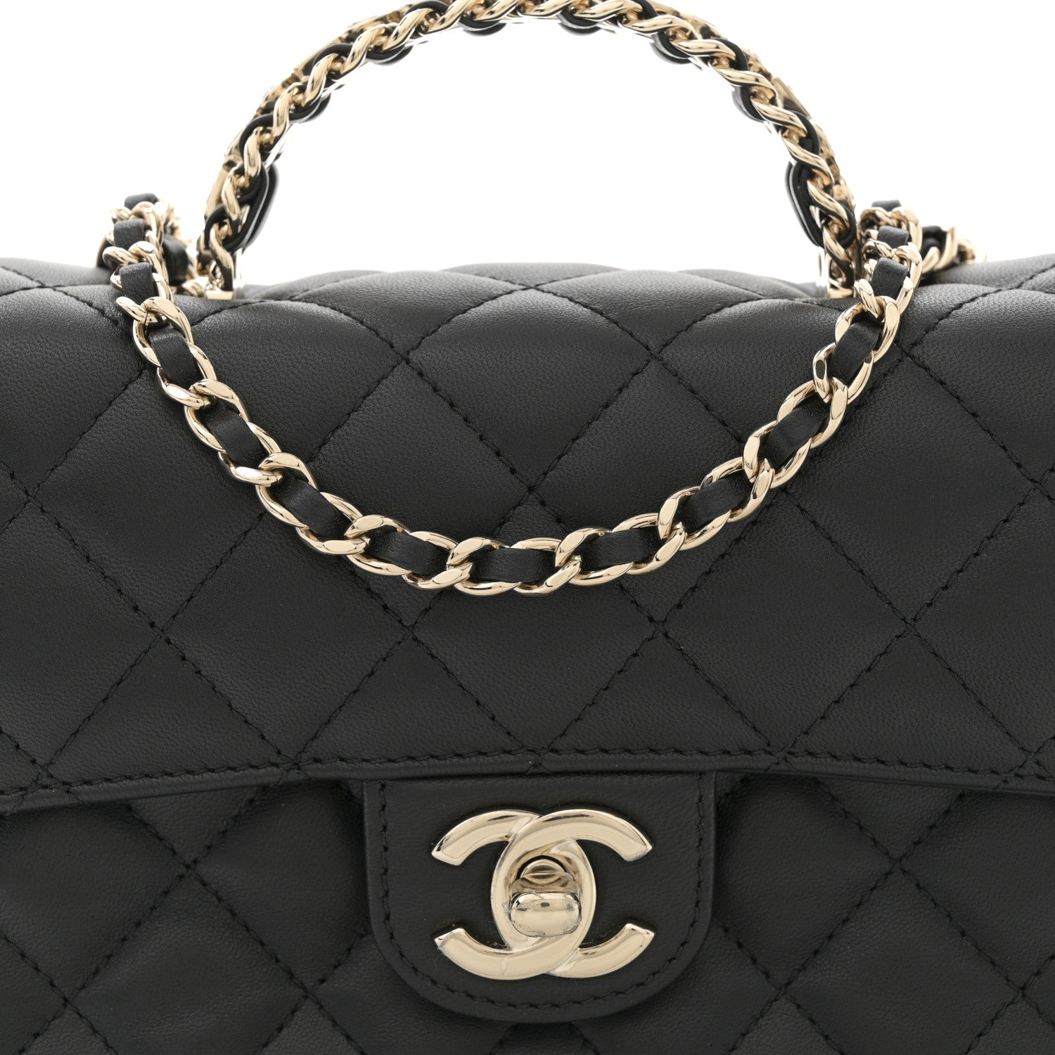 Chanel Lambskin Quilted Mini Crystal Top Handle Rectangular Flap Black 9 of 12
