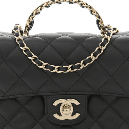 Chanel Lambskin Quilted Mini Crystal Top Handle Rectangular Flap Black 9 of 12
