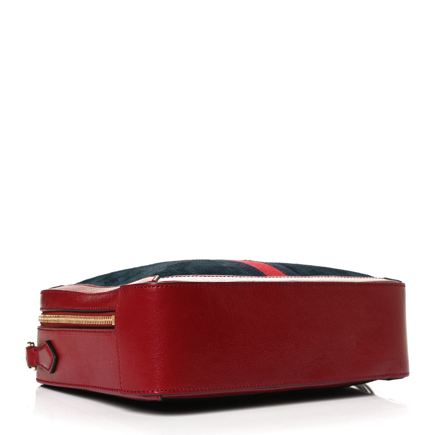 Gucci Suede Calfskin Web Small Ophidia Top Handle Shoulder Bag New Blue Romantic Cherry 4 of 14
