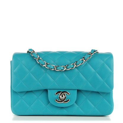 Chanel Lambskin Quilted Mini Rectangular Flap Turquoise 1 of 8