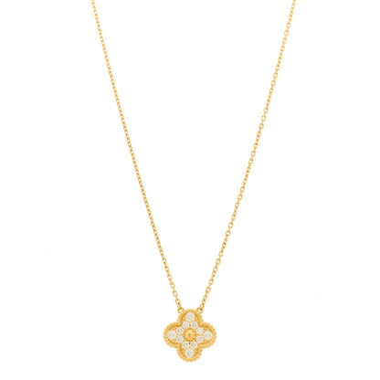 Van Cleef & Arpels 18K Yellow Gold Diamond Vintage Alhambra Pendant Necklace 1 of 6