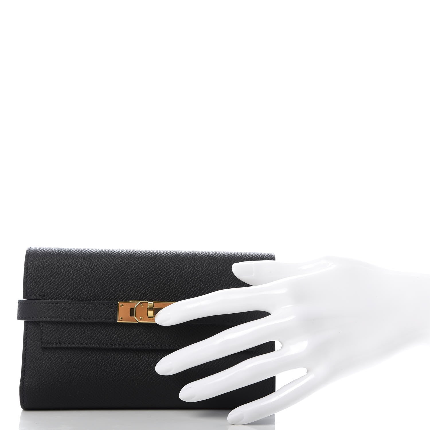 Hermes Epsom Medium Kelly Wallet Black 2 of 9