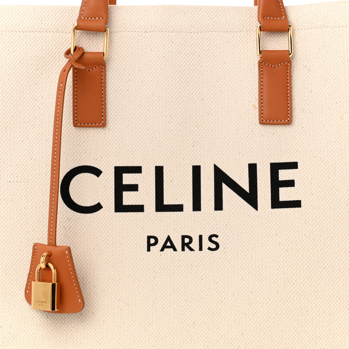 Canvas Calfskin Logo Print Horizontal Cabas Natural Tan