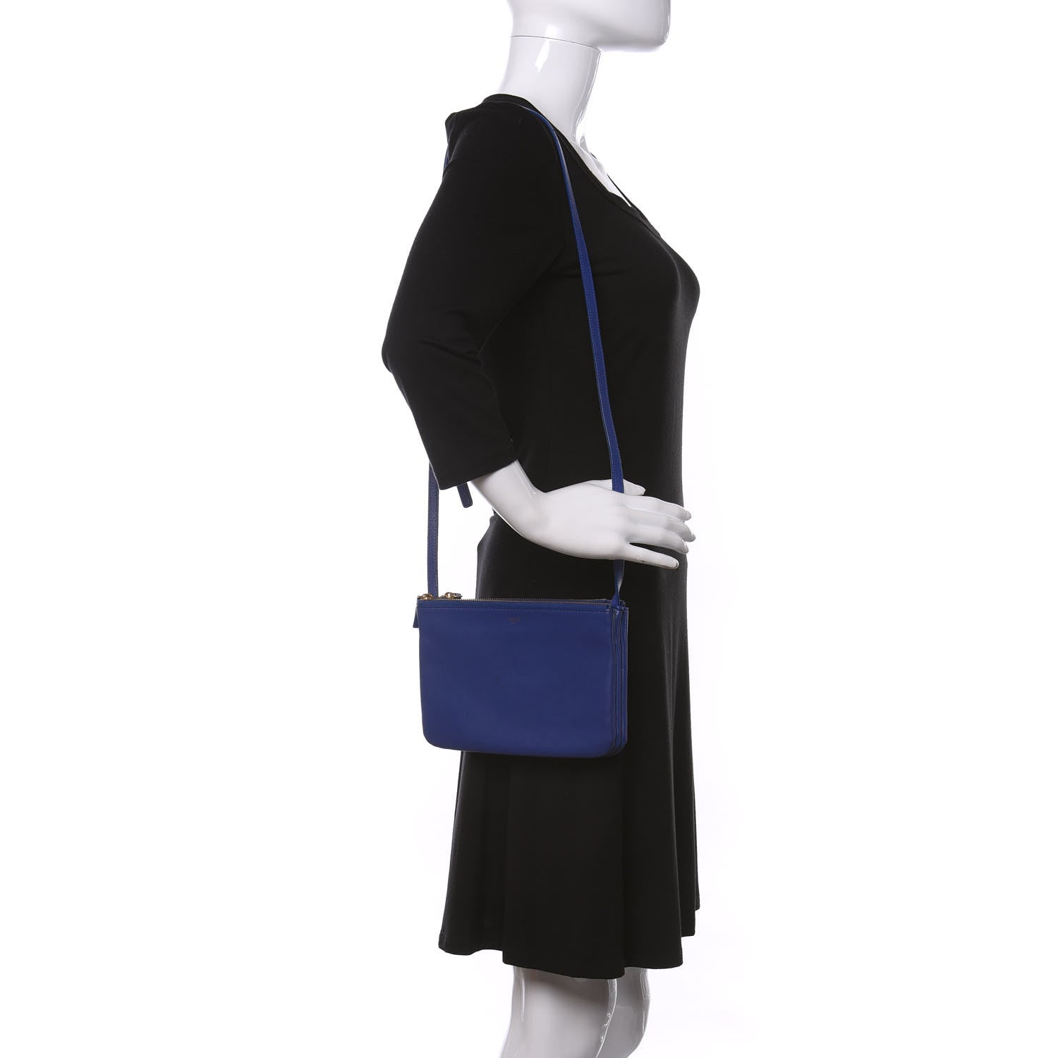 Celine Lambskin Small Trio Crossbody Bag Electric Blue 2 of 8
