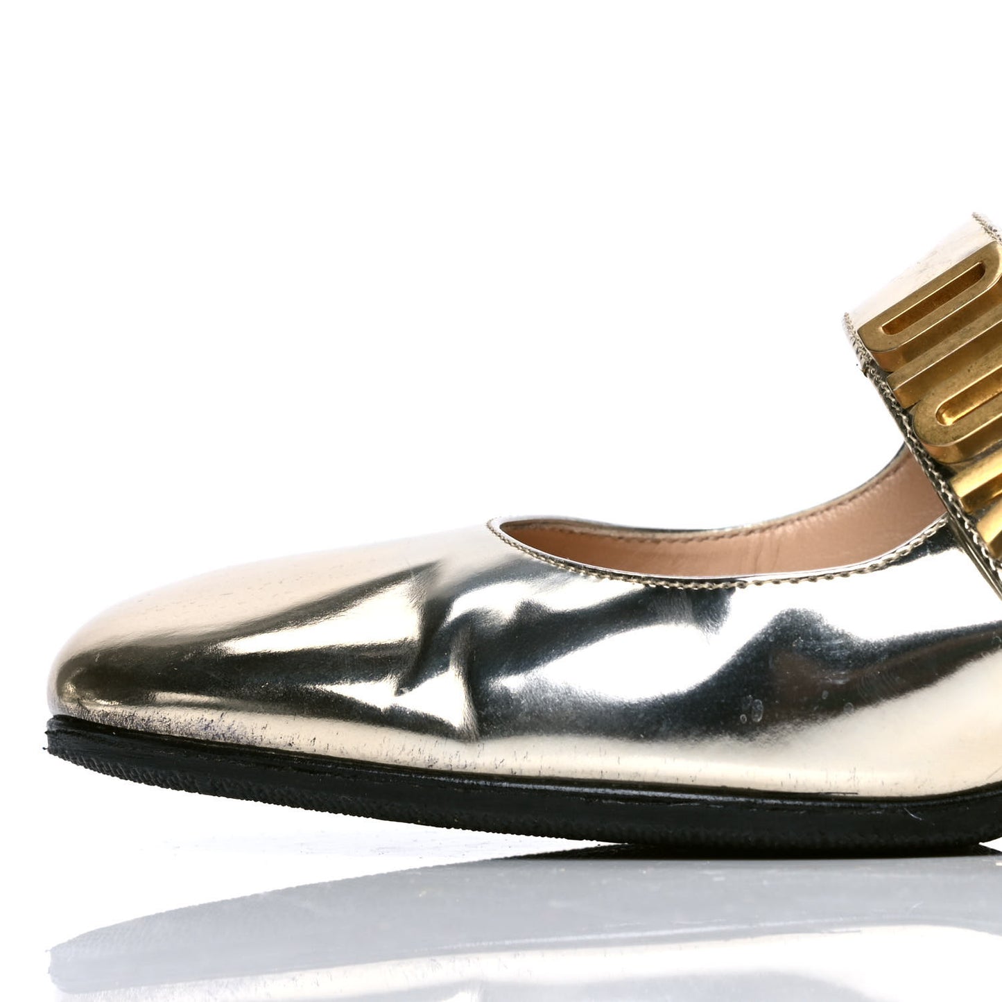 Mirror Finish Calfskin Baby-D Ballet Pumps 37.5 Stardust Gold