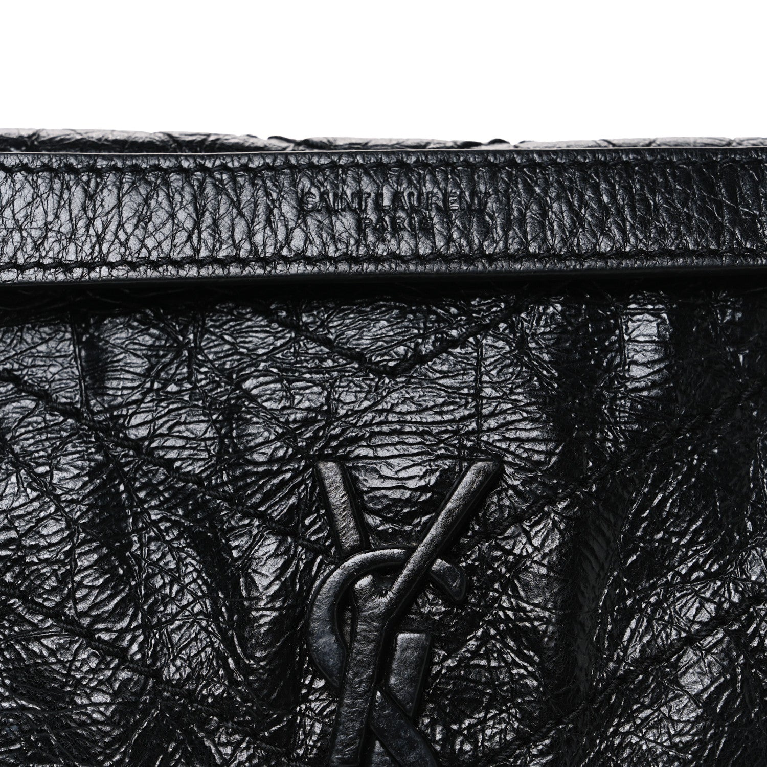 Saint Laurent Crinkled Calfskin Matelasse Monogram Baby Niki Chain Satchel Black 8 of 12