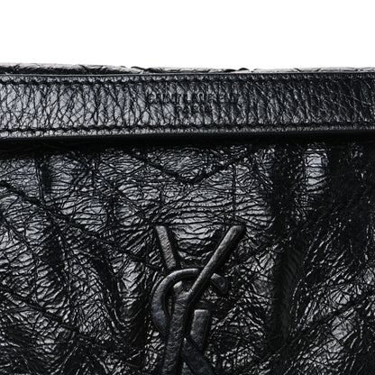 Saint Laurent Crinkled Calfskin Matelasse Monogram Baby Niki Chain Satchel Black 8 of 12