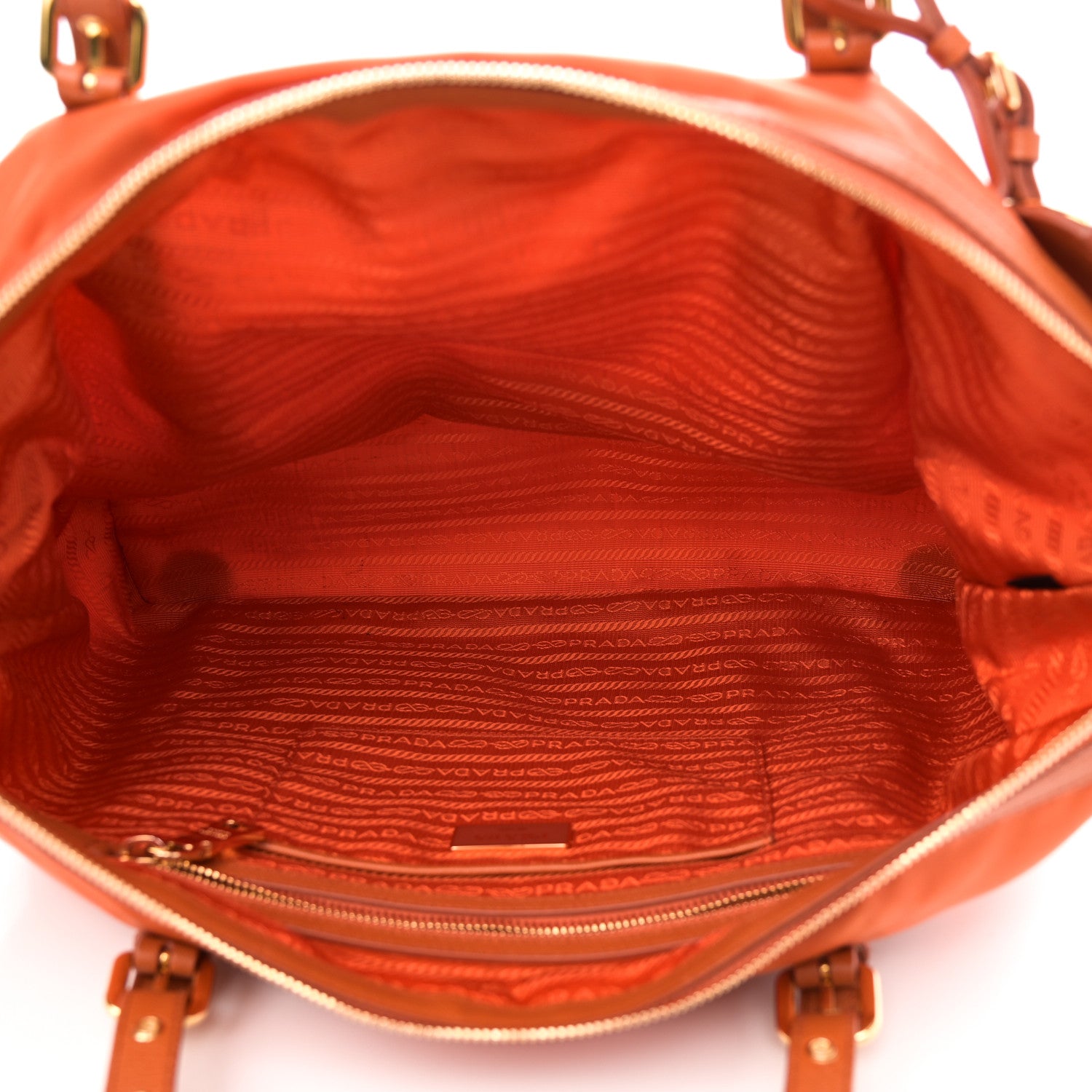 Prada Tessuto Nylon Saffiano Tote Papaya 5 of 10