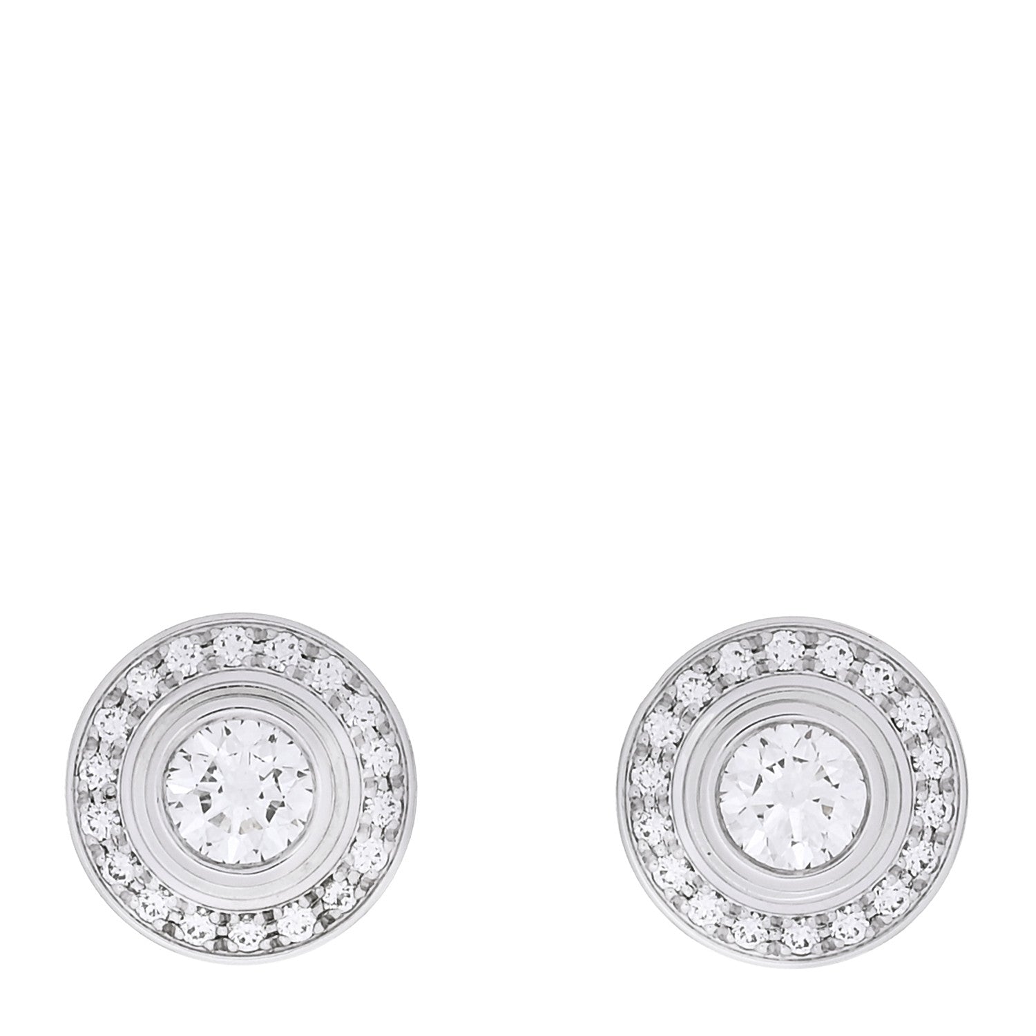 Cartier 18K White Gold Diamond D'Amour Halo Earrings 1 of 6