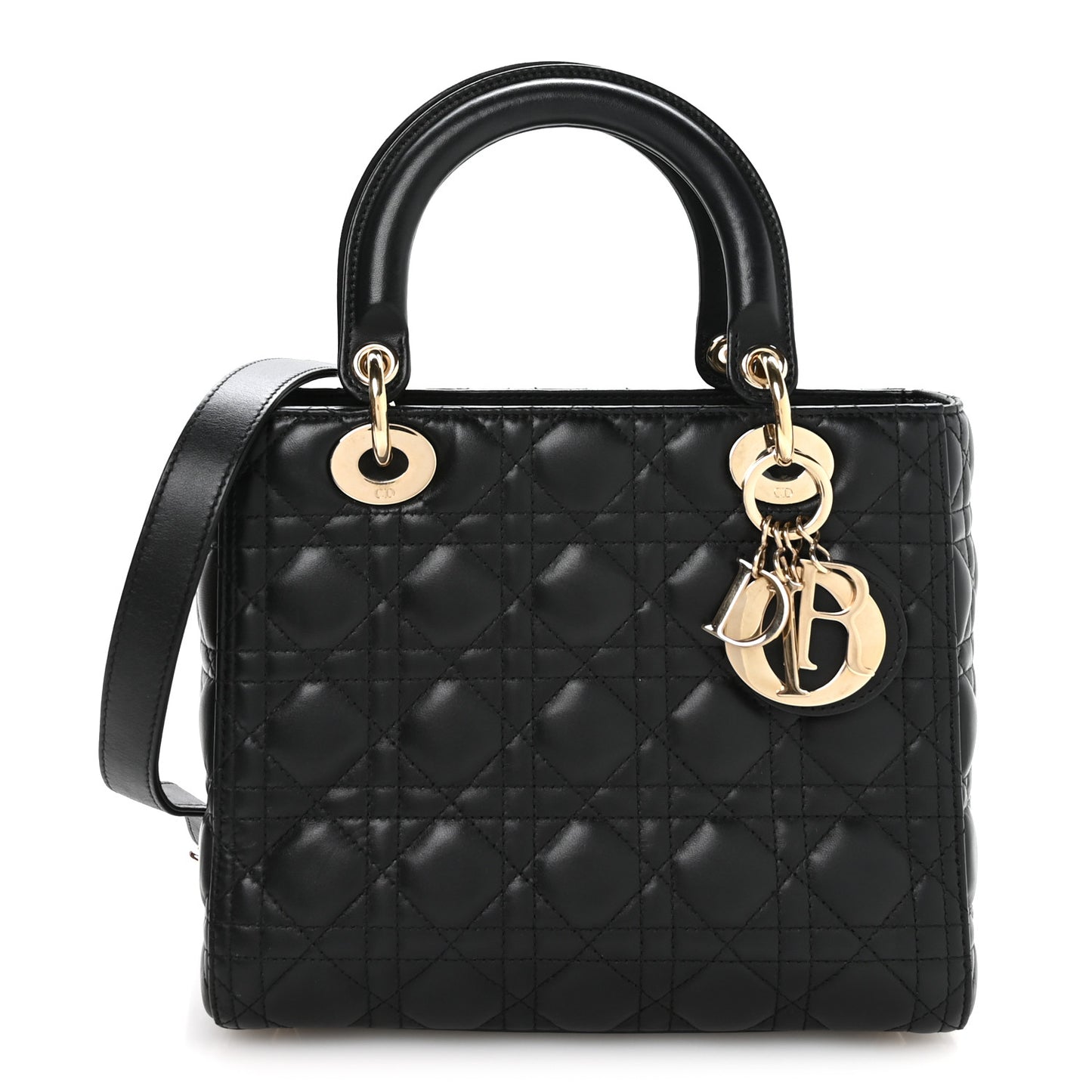 Lambskin Cannage Medium Lady Dior Black