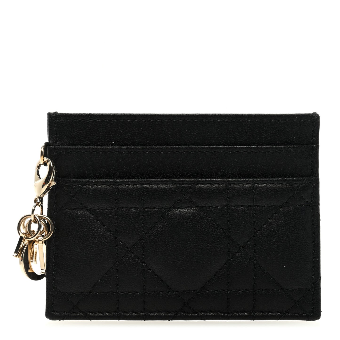 Lambskin Cannage Lady Dior Card Holder Black