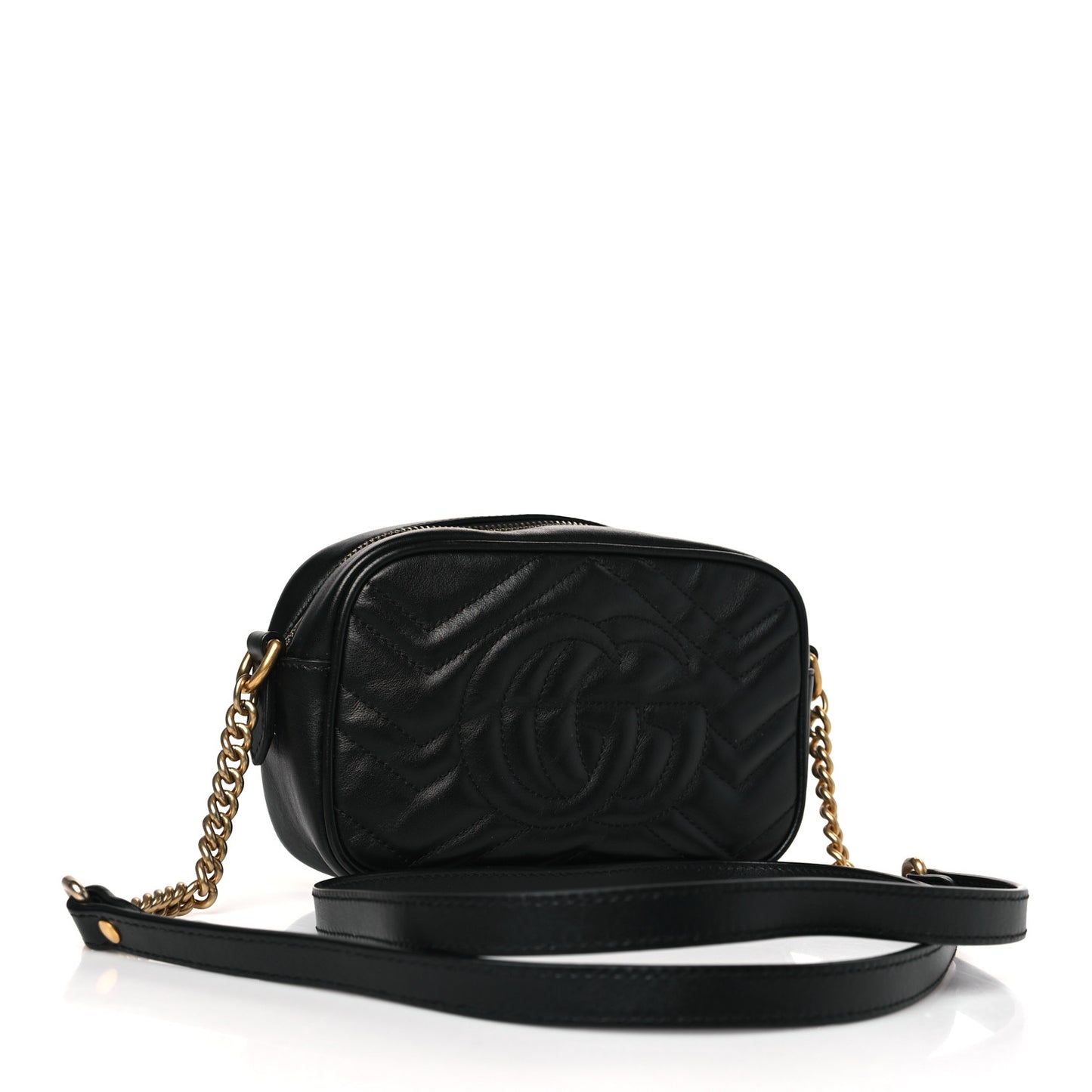 Calfskin Matelasse Mini GG Marmont Chain Shoulder Bag Black