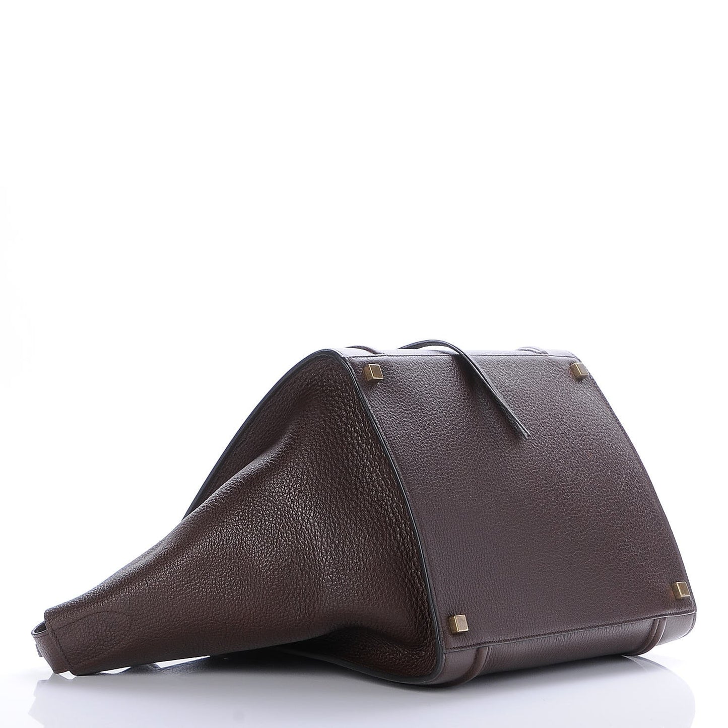 Shiny Grained Calfskin Medium Phantom Luggage Brown