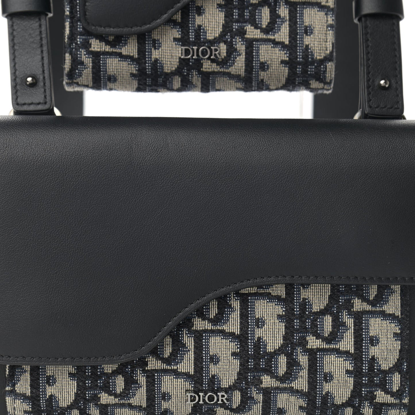 Oblique Smooth Calfskin Elite Shoulder Pouch Beige Black