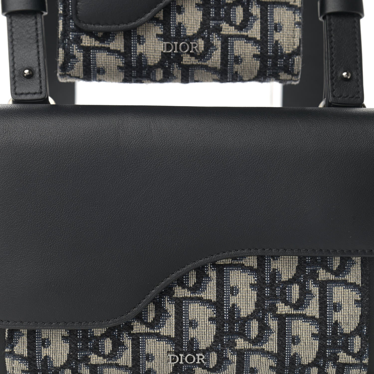 Christian Dior Oblique Smooth Calfskin Elite Shoulder Pouch Beige Black 9 of 12