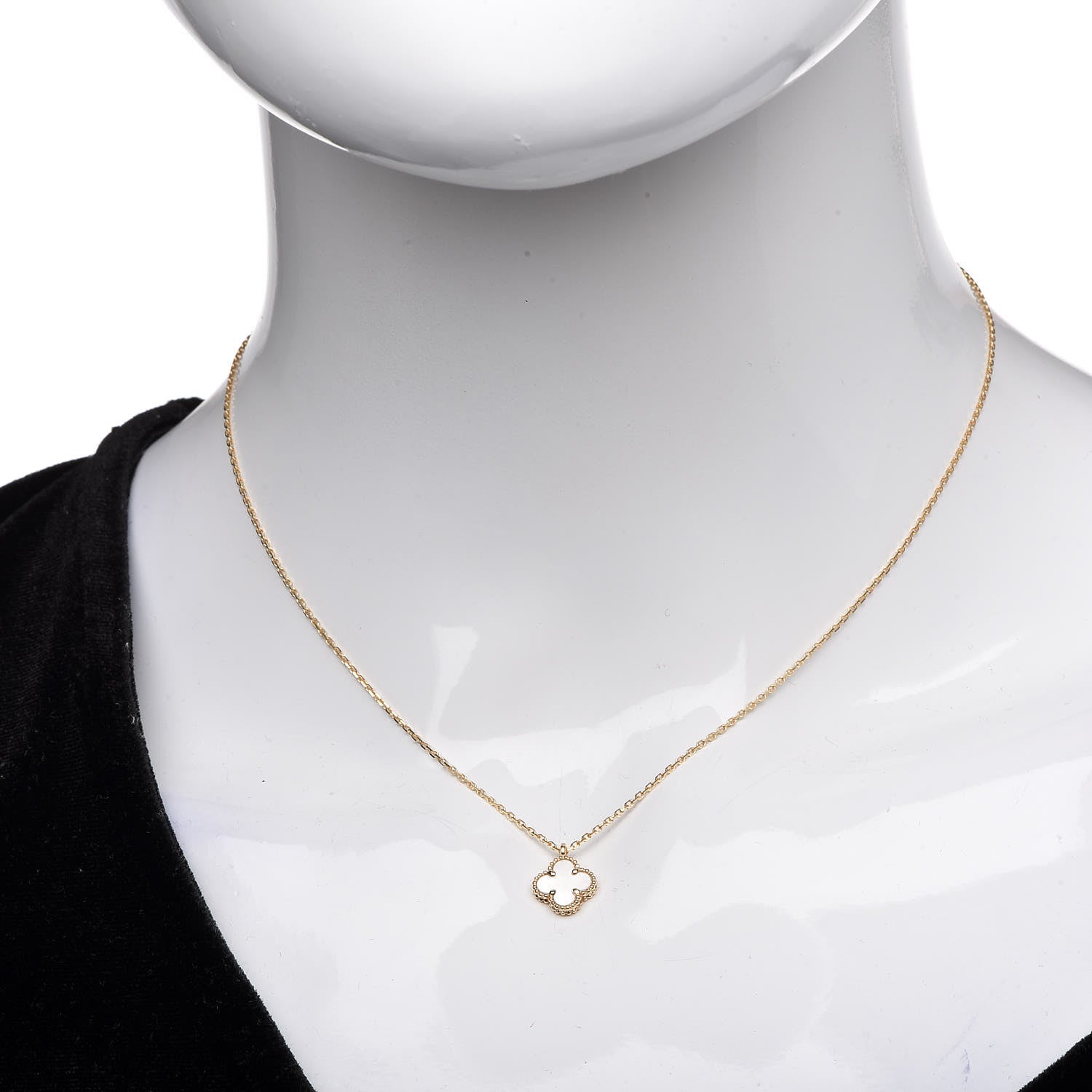 Van Cleef & Arpels 18K Yellow Gold Mother of Pearl Sweet Alhambra Pendant Necklace 2 of 8