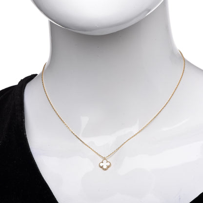 Van Cleef & Arpels 18K Yellow Gold Mother of Pearl Sweet Alhambra Pendant Necklace 2 of 8