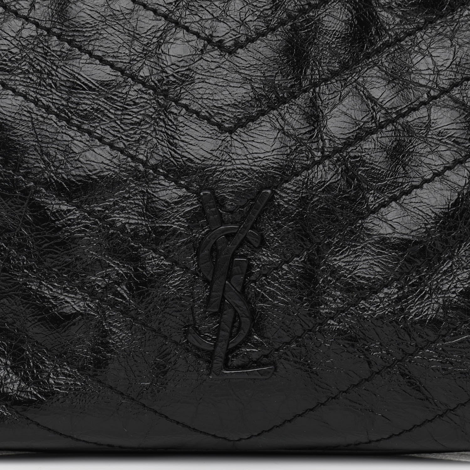 Saint Laurent Crinkled Calfskin Matelasse Monogram Medium Niki Shopper Tote Black 8 of 10