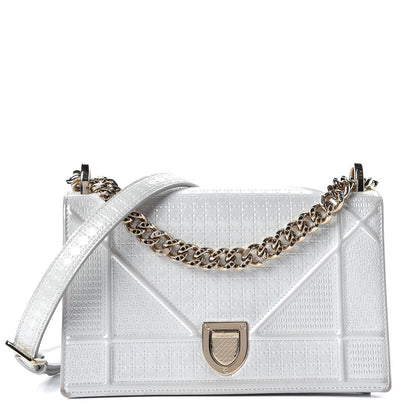 Christian Dior Patent Micro-Cannage Small Diorama Flap Bag White 1 of 15