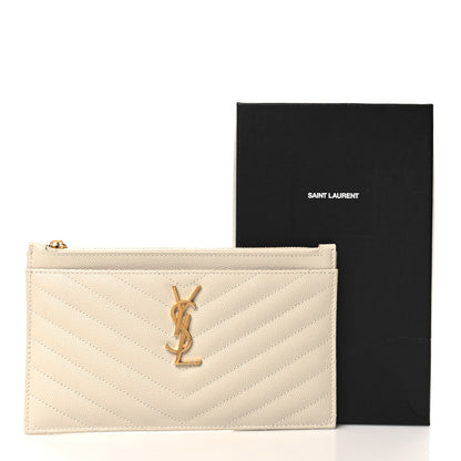 Saint Laurent Grain De Poudre Chevron Monogram Bill Pouch Crema Soft 11 of 11