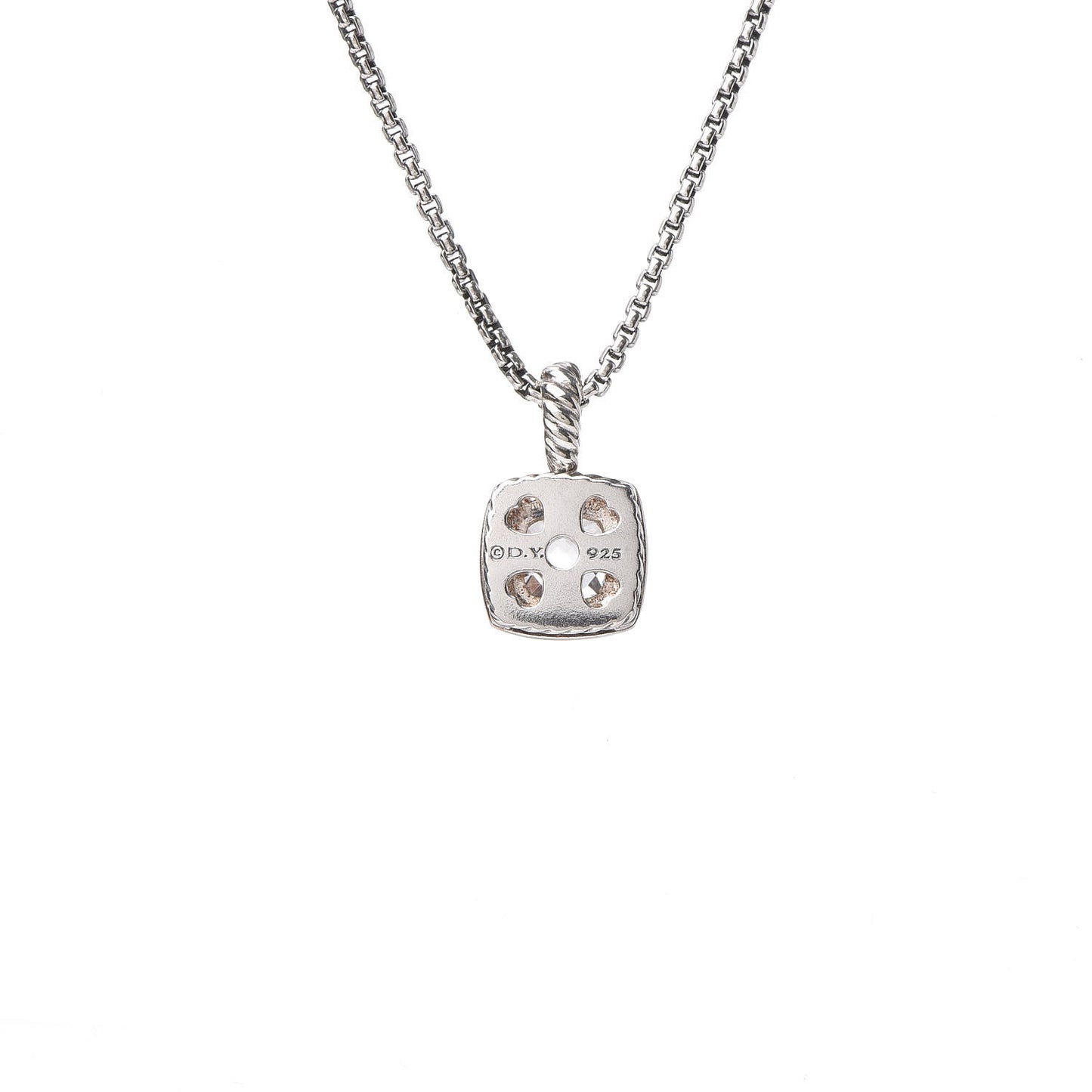 Sterling Silver Diamond White Topaz 7mm Petite Albion Pendant Necklace