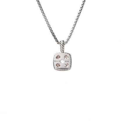 David Yurman Sterling Silver Diamond White Topaz 7mm Petite Albion Pendant Necklace 5 of 6