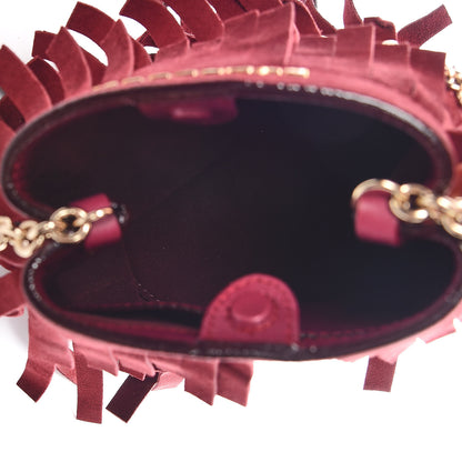 Burberry Suede Fringe Mini Bucket Bag Cherry 5 of 12