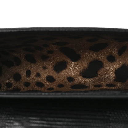 Dolce & Gabbana Lizard Embossed Crystal Embellished DG Millennials Mini Crossbody Bag Black 5 of 10