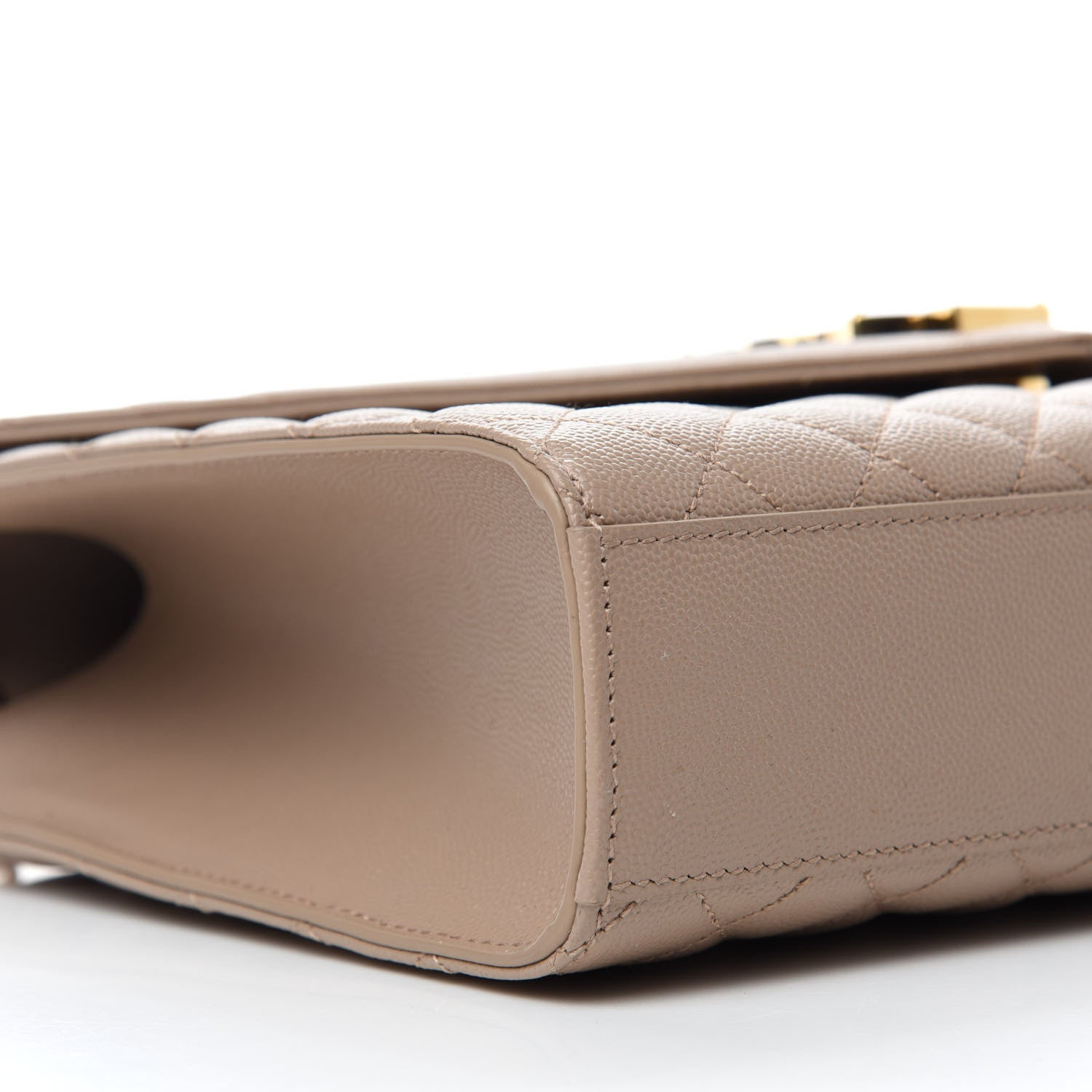 Saint Laurent Grain De Poudre Mixed Matelasse Large Triquilt Monogram Satchel Dark Beige 10 of 11