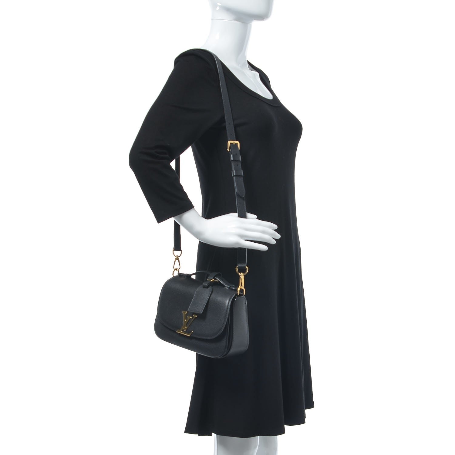 Louis Vuitton Grained Calfskin Vivienne NM Black 2 of 8