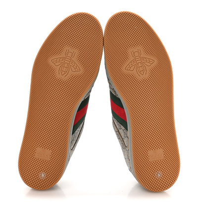 Gucci GG Supereme Monogram Miro Soft Calfskin Web Mens Screener Sneakers 9 Beige Ebony Black New Platinum 6 of 9