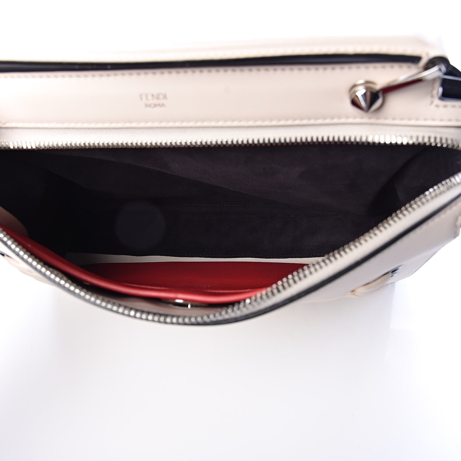 Fendi Vitello Baltico Shiny Nappa Lace Up DotCom Satchel Camelia Black Multicolor 6 of 11