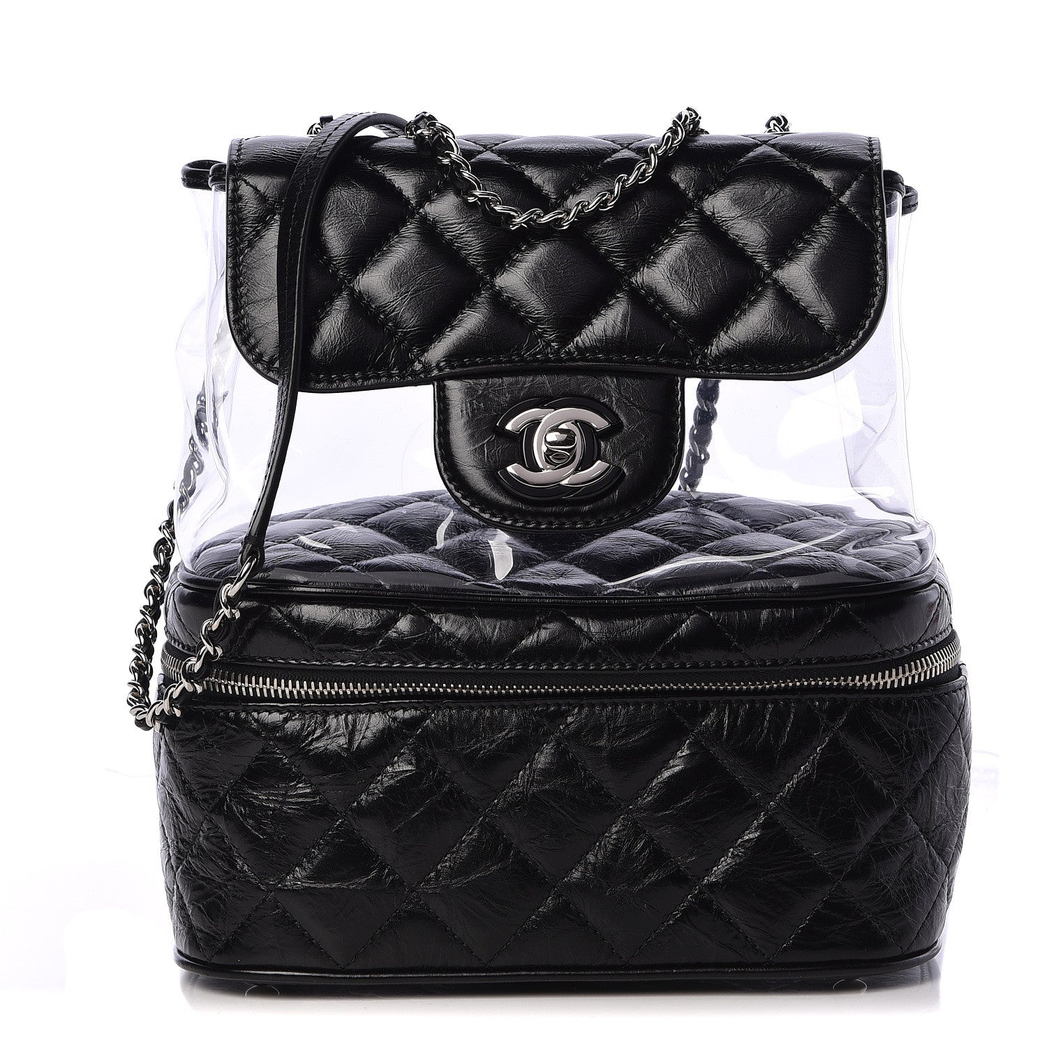 Chanel Crumpled Calfskin PVC Quilted Backpack Black 2 of 11