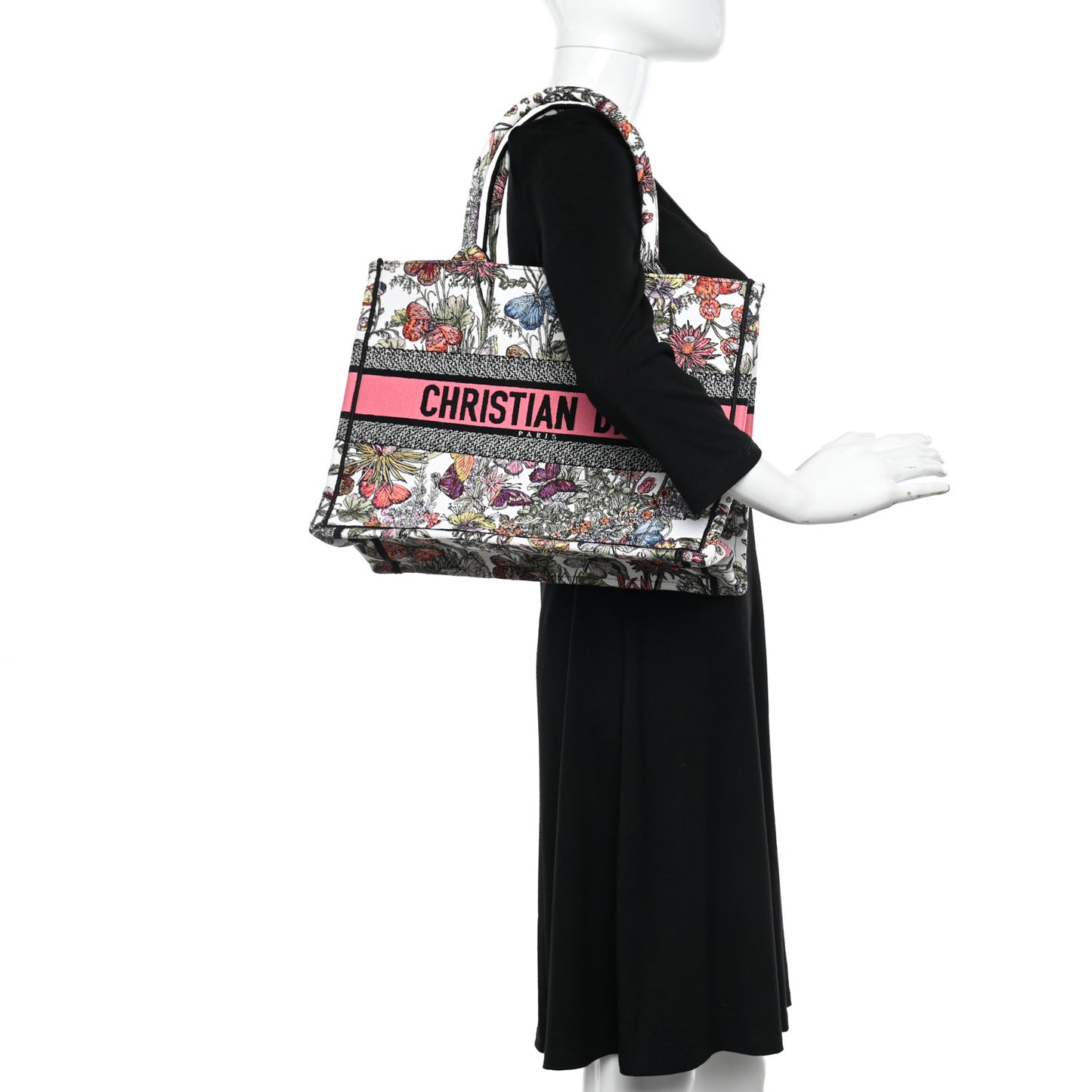 Canvas Embroidered Medium Mexico Millefiori Book Tote White Multicolor