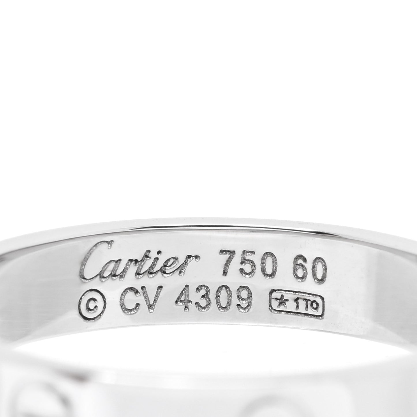 18K White Gold 3.5mm LOVE Wedding Band Ring 60 9