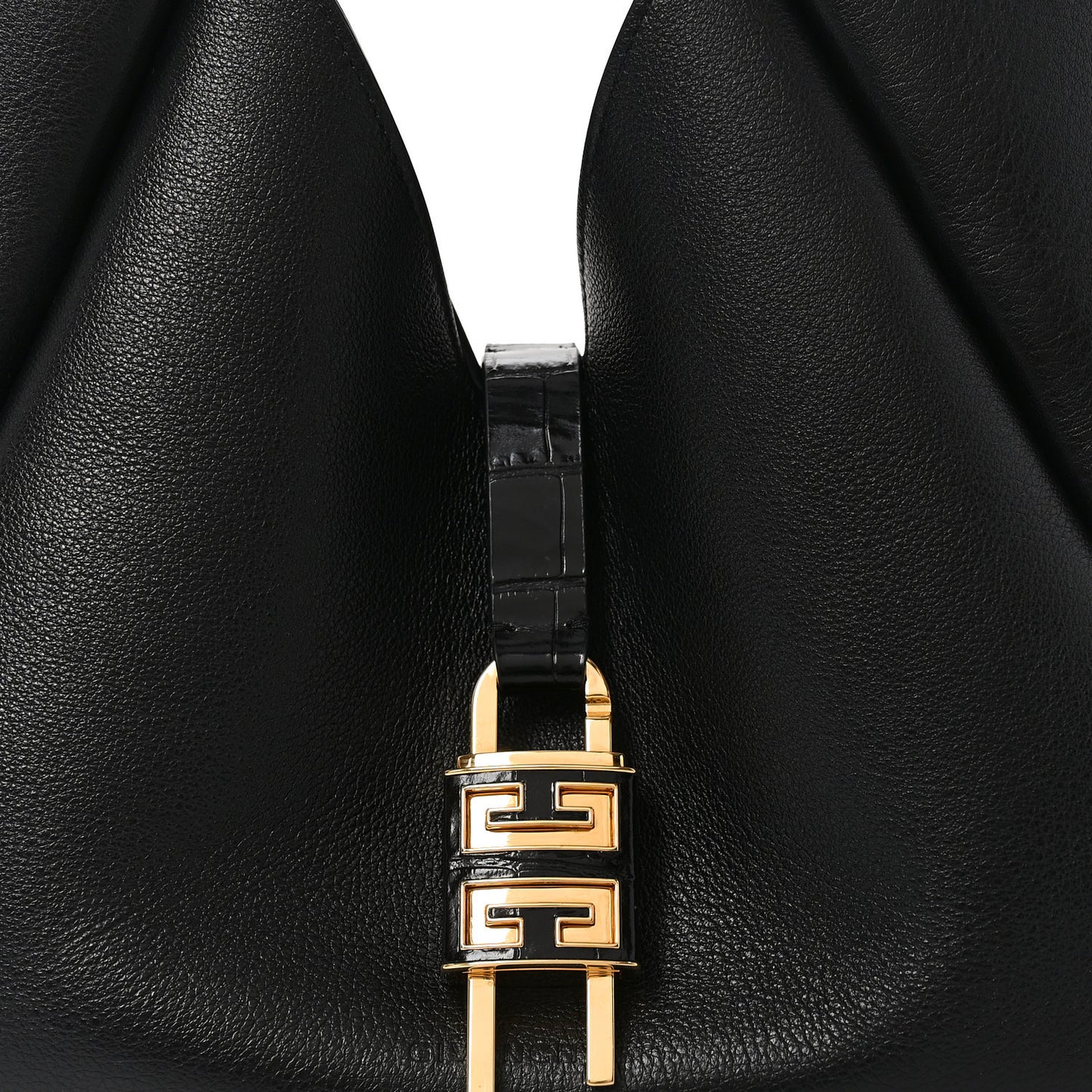 Calfskin Crocodile Embossed Medium G-Lock Hobo Black