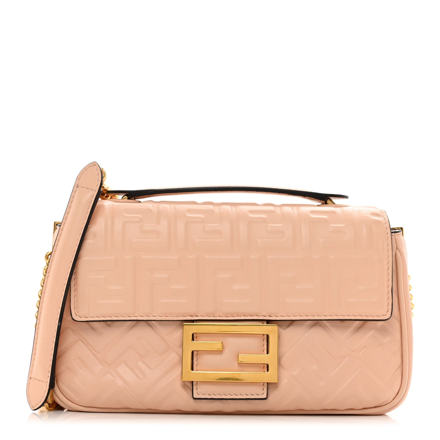 Fendi Nappa Small FF Embossed Midi Chain Baguette Light Rose 1 of 10