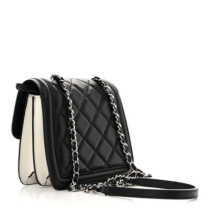 Chanel Lambskin Quilted Mini Graphic Flap Bag Black White 2 of 9