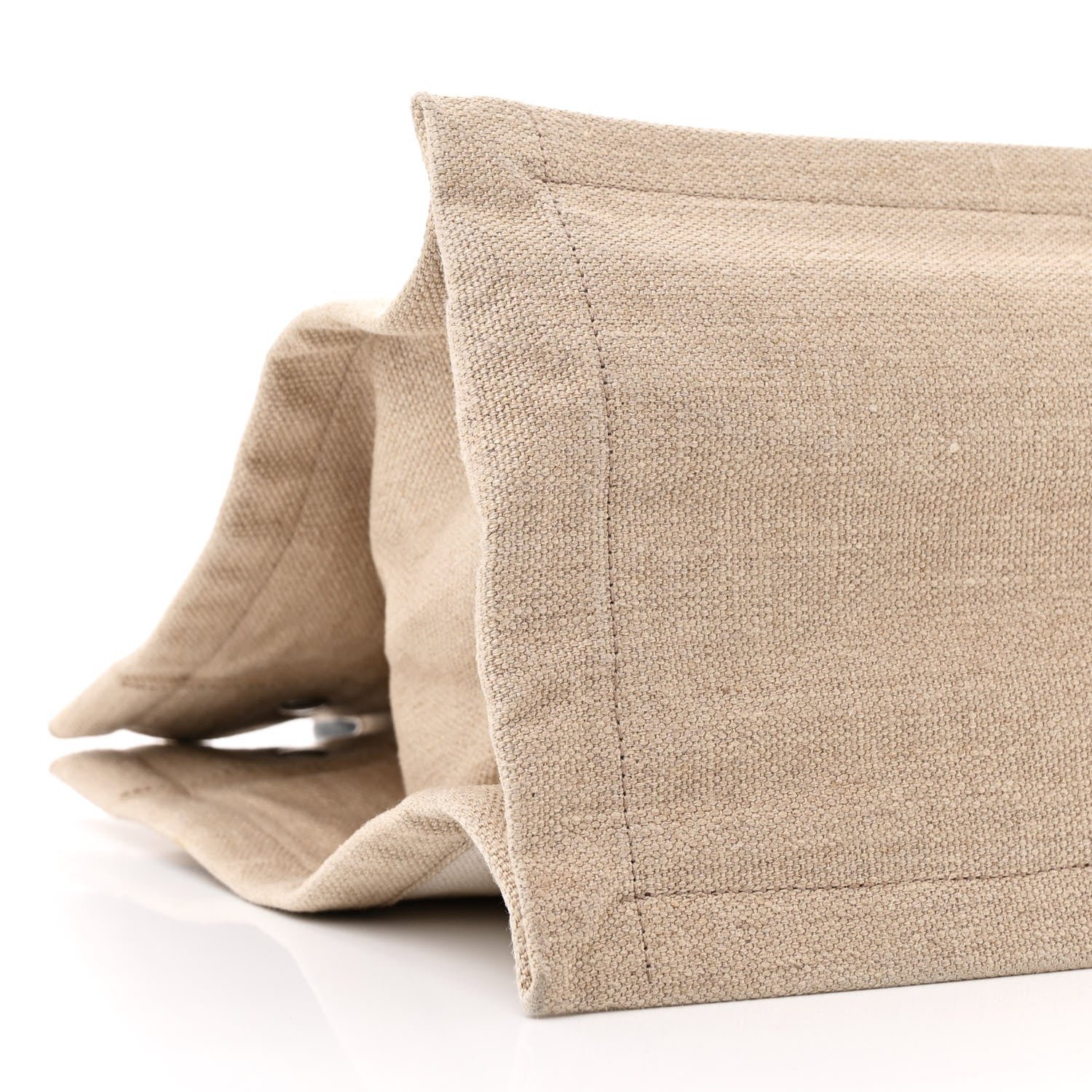 Saint Laurent Linen Calfskin Small Rive Gauche Tote Greggio Natural 9 of 11