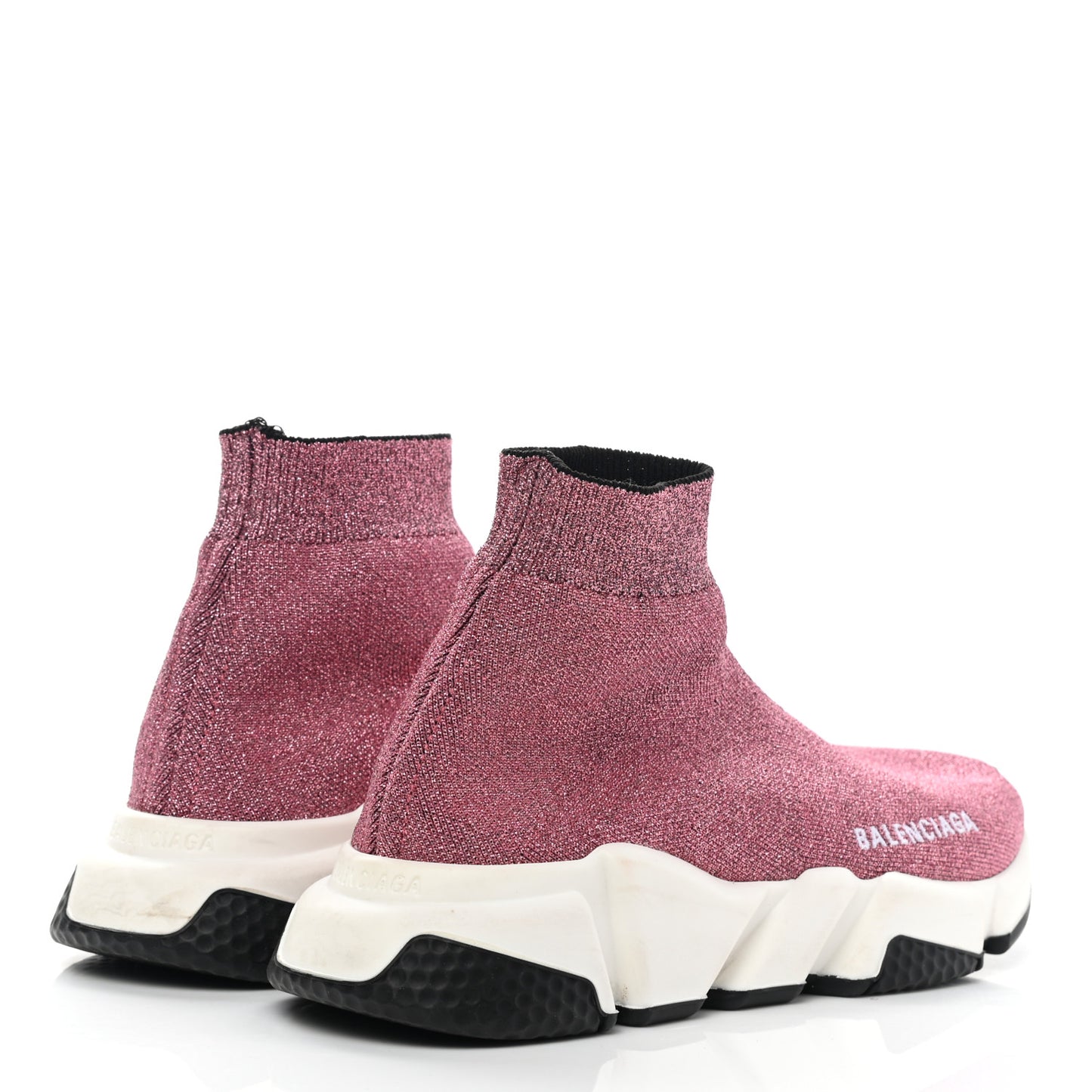 Laminated Knit Bi-Color Sole Womens Speed Sneakers 37 Pink White Black