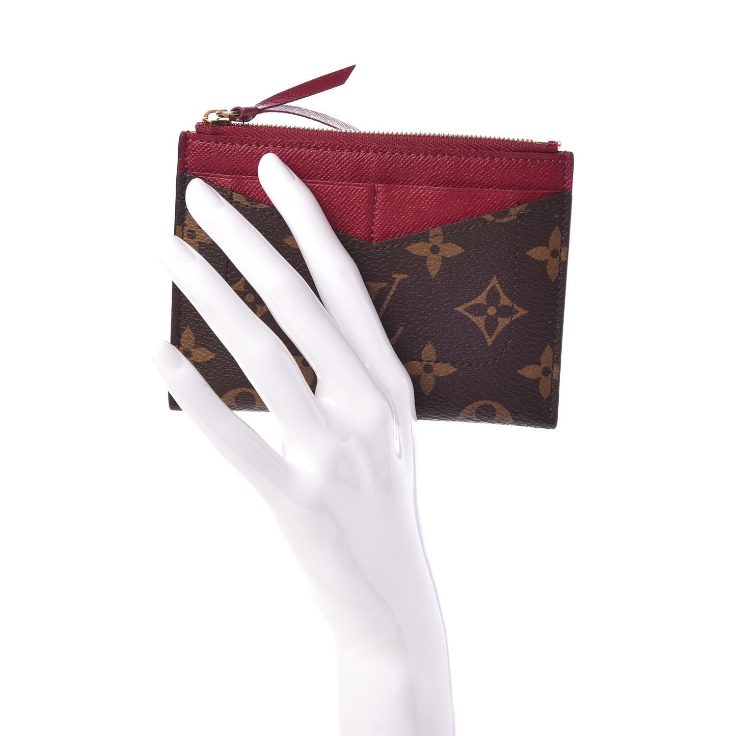 Monogram Zipped Card Holder Fuchsia