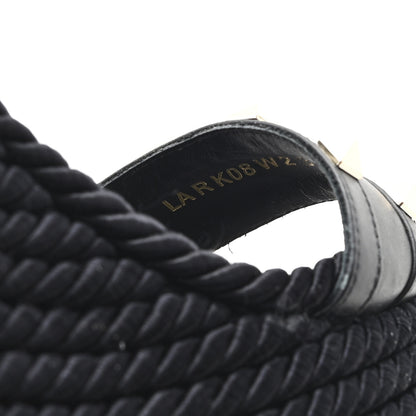 Valentino Garavani Calfskin Rockstud Ankle Strap Torchon Espadrille Caged 25/95mm Wedge Sandals 39 Black 9 of 9