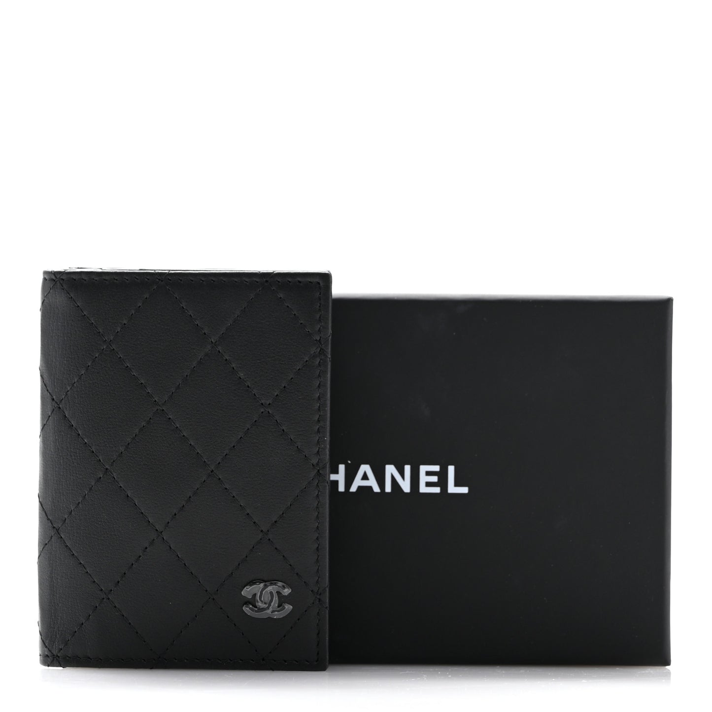Calfskin Quilted Card Holder Wallet So Black